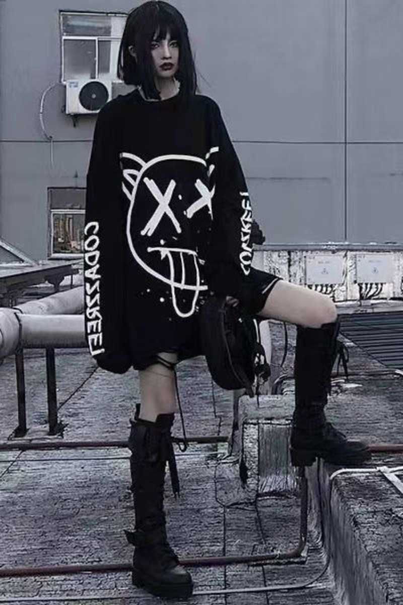 Hoodies Sweatshirts New popular Women's styleHip with Graffiti grimace print Women's Spring Autumn Couple long sleeves hoodie Loose and tr
