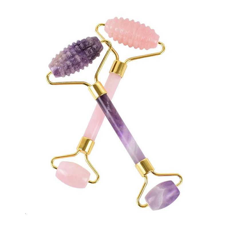 Massager Acupuncture Massager Sawtooth Face Jade Roller Face Care Massage Tool Natural Rose Quartz Stone Gua Sha Health Neck Relax N260921