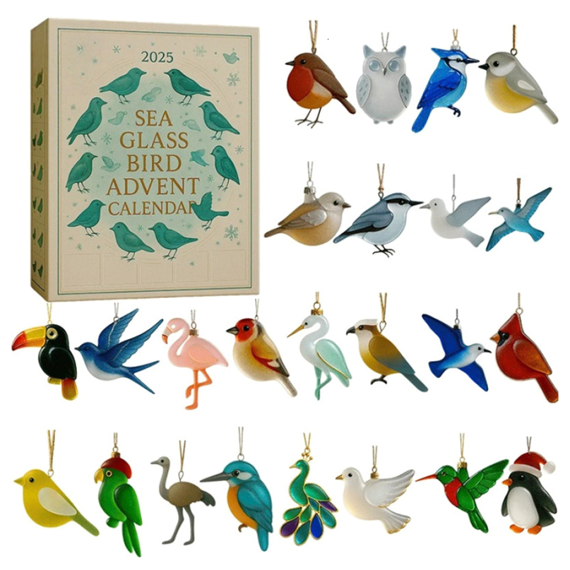 PeaceSea Glass Bird Advent Calendar 24Day al Christmas Countdown With Sea Ornaments Unique Holiday Gift 260921