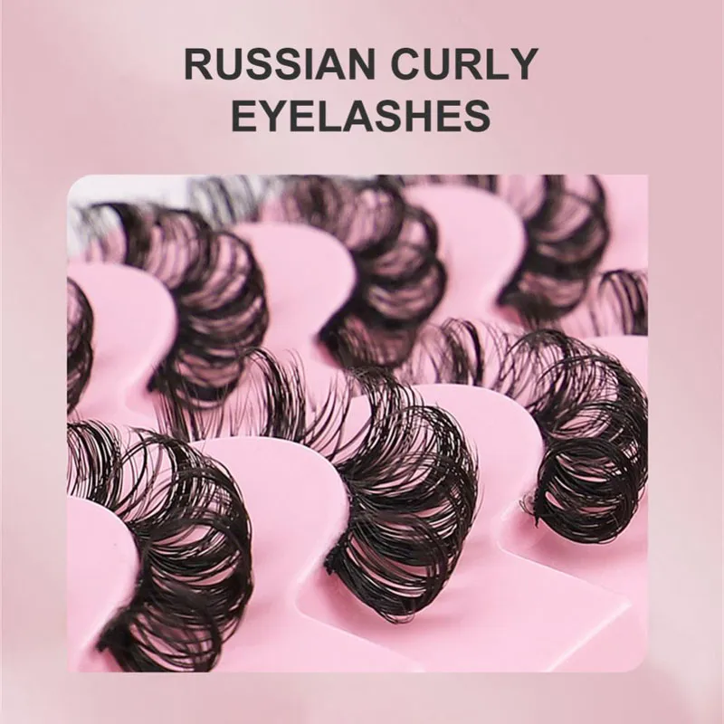 Curling Cat Eye Lashes 3D False Eyelashes 10 Pairs Large Curved Natural Fluffy Wispy Soft Fake Eyelash Volume Faux Mink Lashes