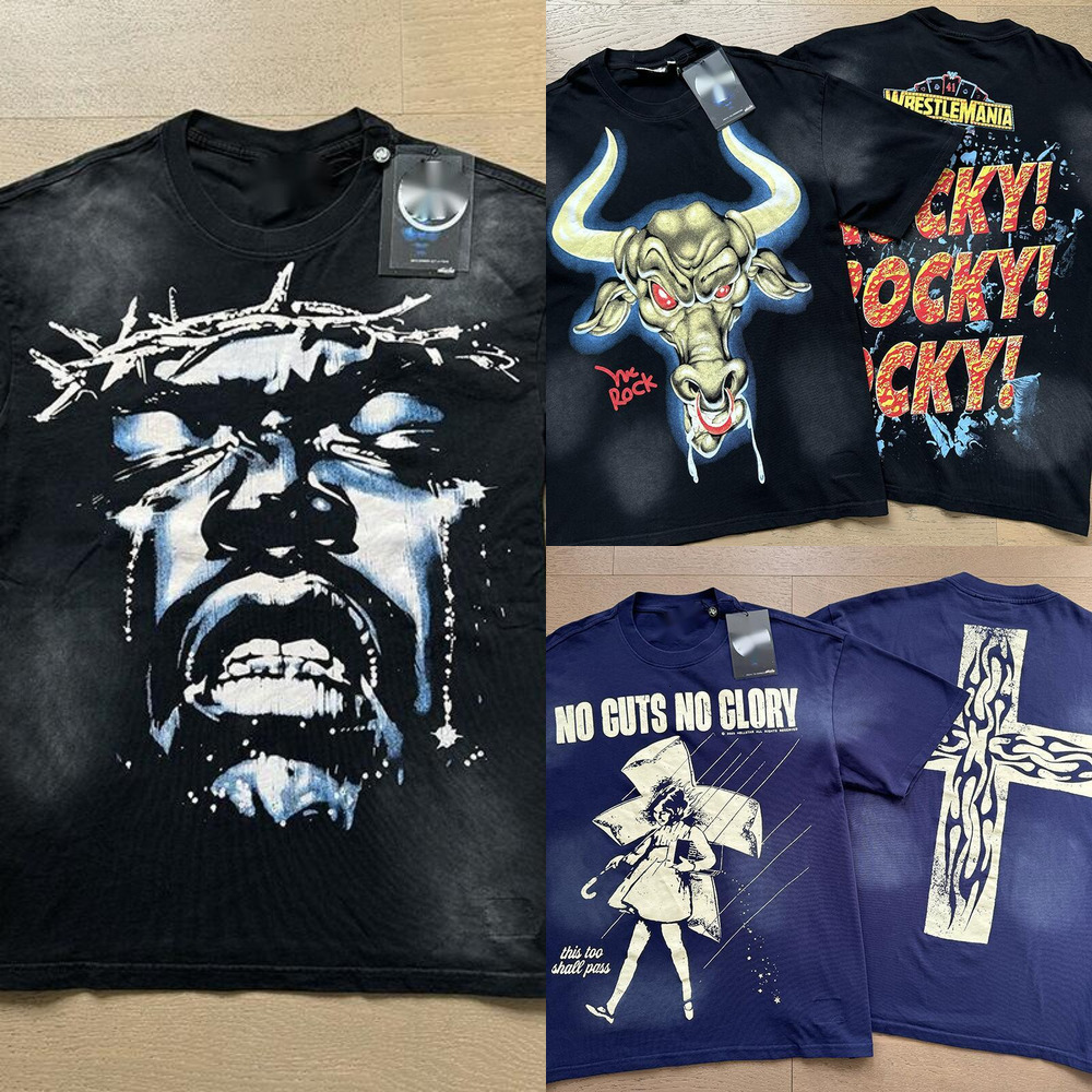 High quality hell graphic t shirt new mens short sleeve designer womens street loose round neck high streets trendl hip hop graffiti printed mens sh