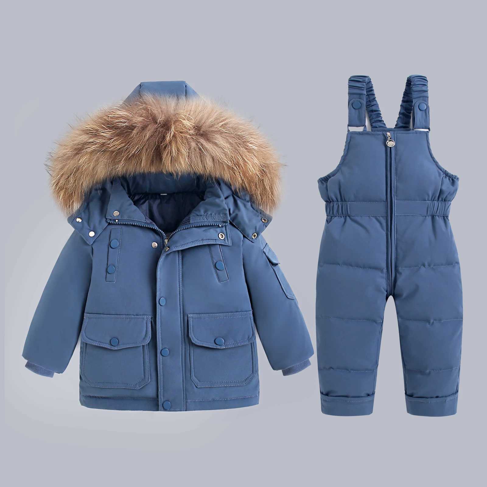 Clothing Sets -30 Baby Winter Thickened Warm down Jacket and Jumpsuit Children Toddler Kids Clothing Set 2Pcs Girl Clothes Infant Snowsuit 1-6 X2609