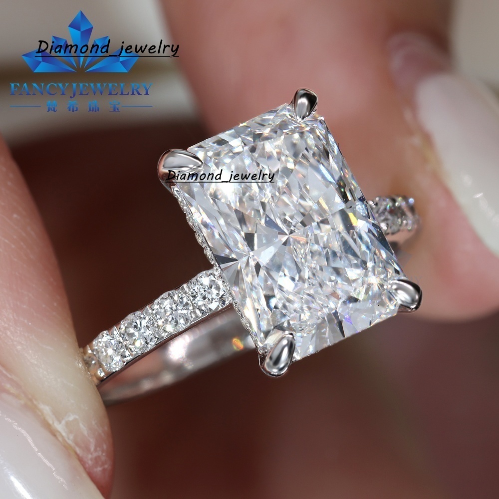 Custom Igi Certified Vvs Cvd 10k 14k 18k Gold Elongated Radiant Diamond Engagement Ring with Hidden halo Lab Diamond Ring
