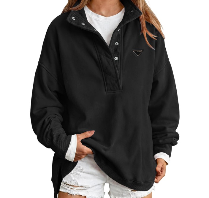 Sweats à capuche pour femmes Mode Vintage Col Polo Automne Hiver Manches Longues Hauts Pullover Treetwear Casual Lâche Designer Sweat À Capuche