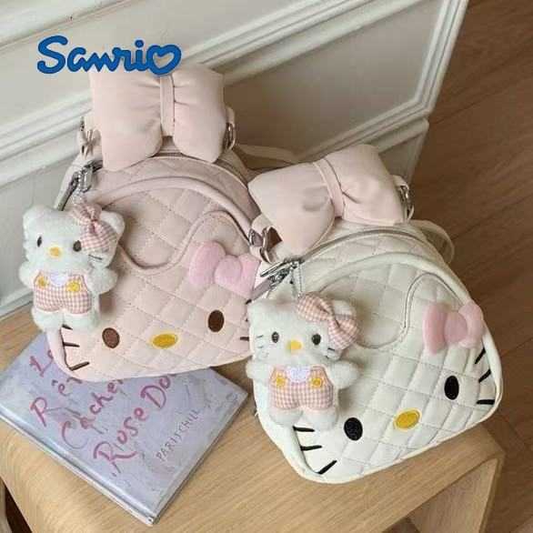 Sanrio Backpacks Korean-style ins cartoon cute Hello Kitty backpack for women unique design fashionable quilted bow student schoolbag L26092364Z7