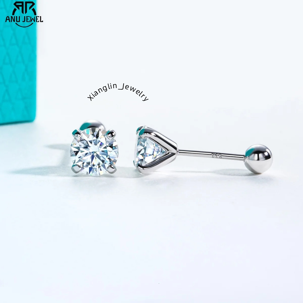 AnuJewel 1ct D Color Moissanite Classic Earring 925 Sterling Silver 18K Plated Stud Earrings for Woman Fine Jewelry Wholesale