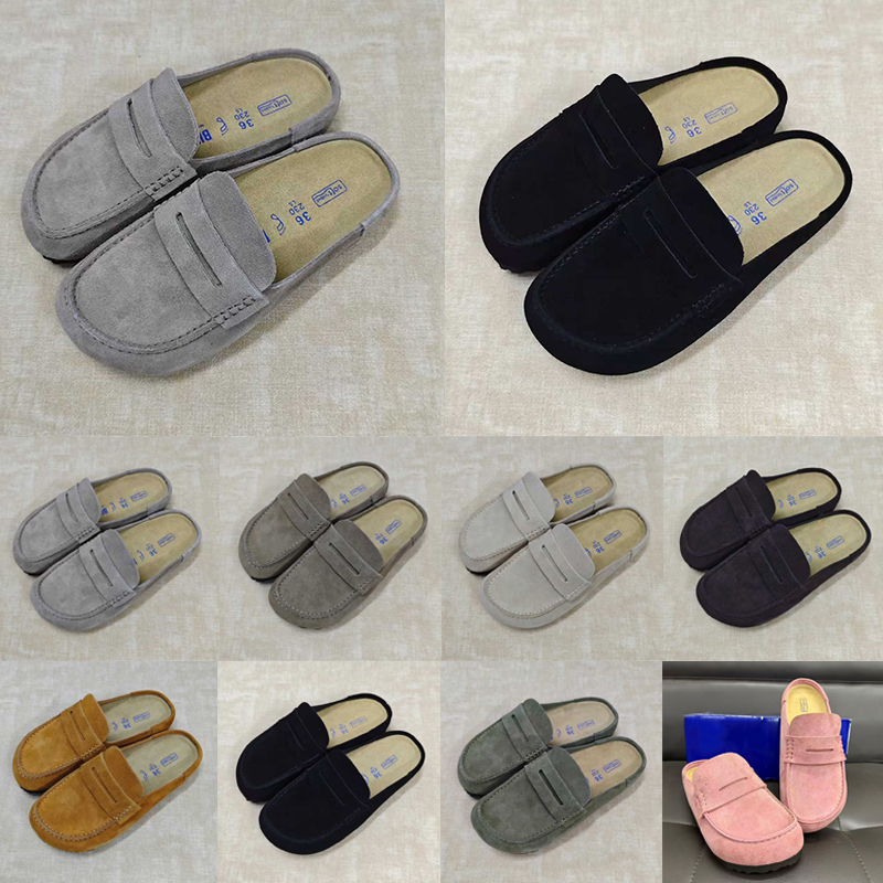 Designer Slides clogs Sandals clog Genuine Leather fleece-lined Slippers Breathable Outdoor Shoes Mens Womens Black mules Flip Flops