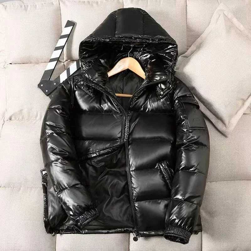 Down Parkas Thick Parka Men's Jacket Men Glossy Male Parkas Plus Size Thick Windproof Jacket Coat Unisex Winter Fashion Solid Color Hooded Park