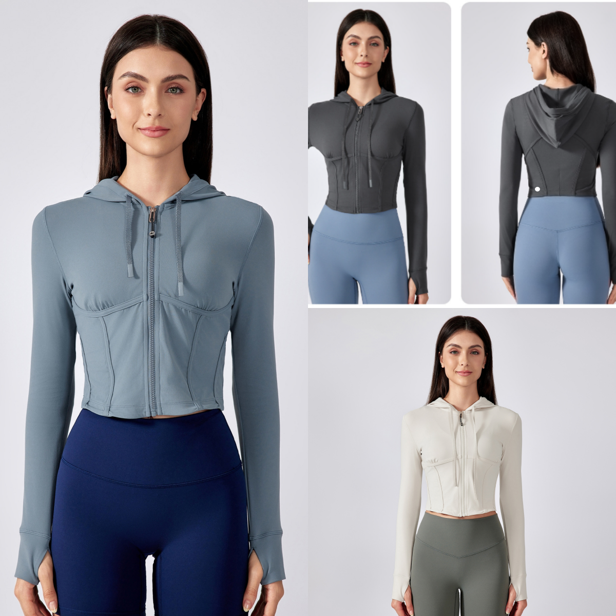 L6617 Veste de sport de Yoga pour femmes, Cardigan à capuche à chevrons, nouveau Style printemps-automne, cintrée à la taille, amincissante, haut