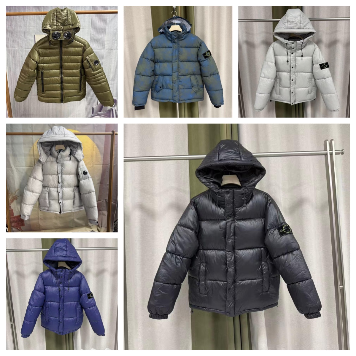 2026 stone jacket mens jackets designer women jacket Embroidery Compass Hooded Plaid Puffer Coat Windproof Casual Cotton Jacket New Winter Warm Outw