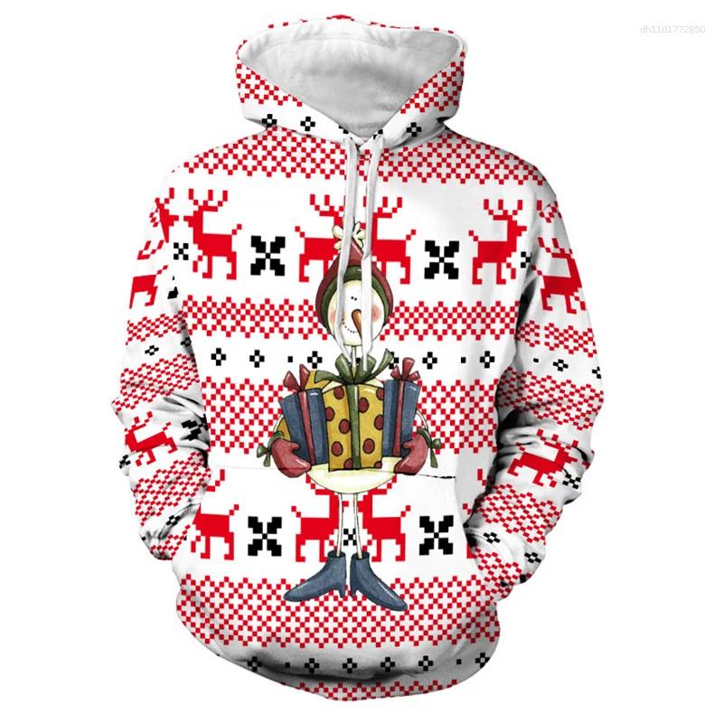 Christmas Snowman 3D Printed High-End Men's Hooded Sweatshirt Fun Reindeer Comfortable