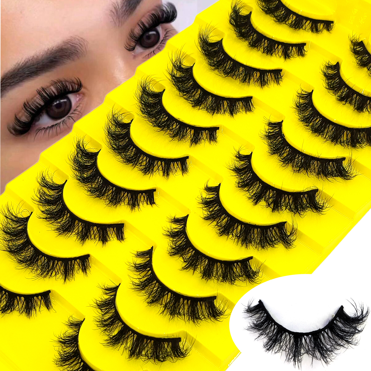 New 10 pairs of artificial mink 3D dramatic false handmade fluffy eyelashes natural eyelash extension makeup W260923