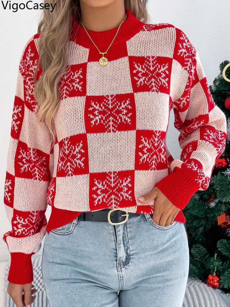 Women's Sweaters VigoCasey 2026 Winter Casual Christmas Knitted Sweater Women O Neck Print Loose Pullover Autumn Lady Lantern Long sleeve Jumpe