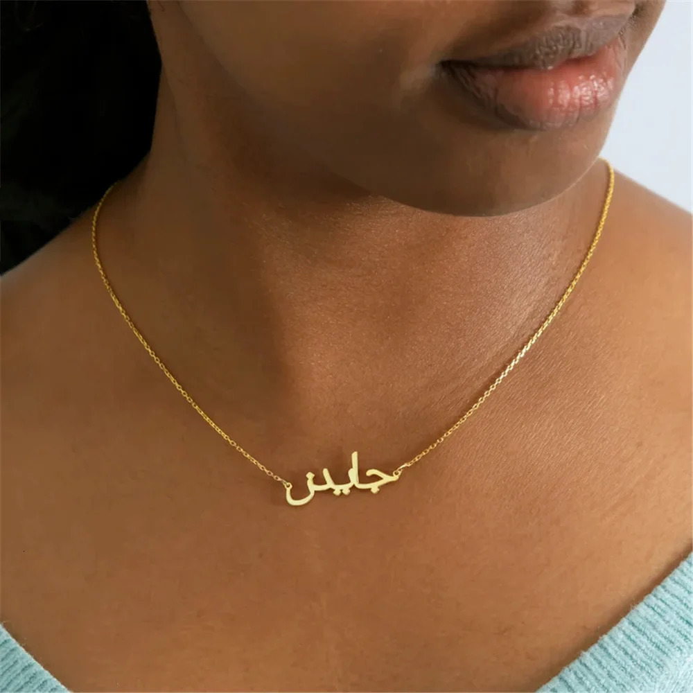 Customized Arabic Name Necklace Stainless Steel Nameplate Pendant Ethnic Necklace for Women Jewelry Personalized Gift260918