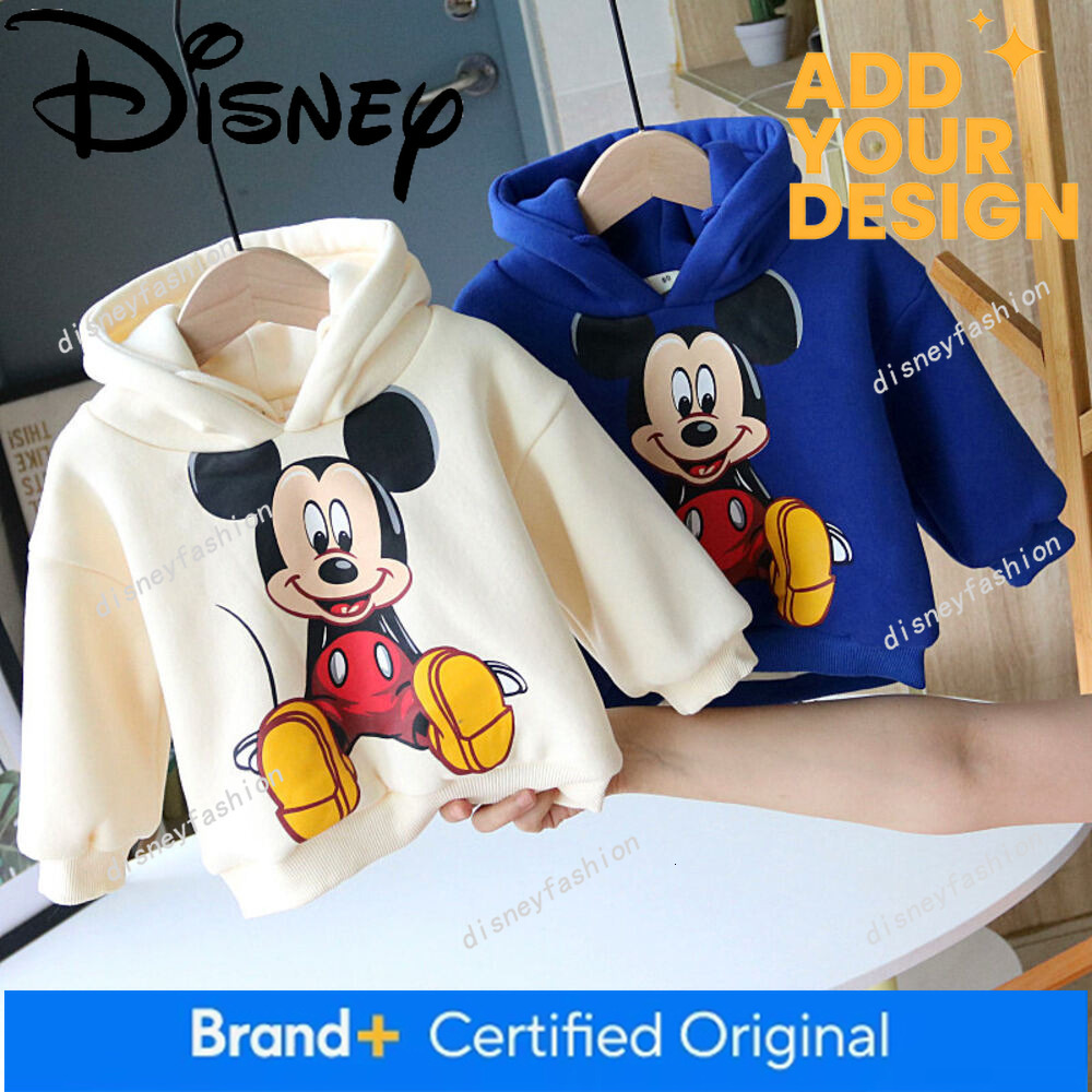 Boys Girls Thickened Mickey Sweatshirt Children's Warm Hooded Top Baby Clothing Autumn and Winter Fleece Hoodie 6d