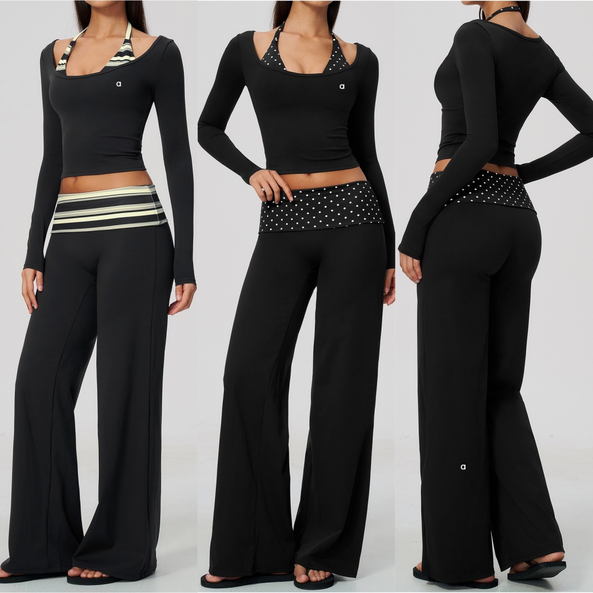 Yoga Set Polka Dot 2pcs Athletic Wear Women Gym Clothes Sportswear Striped Yoga Outfits Fitness Suit Push Up Workout Tracksuits aalloo