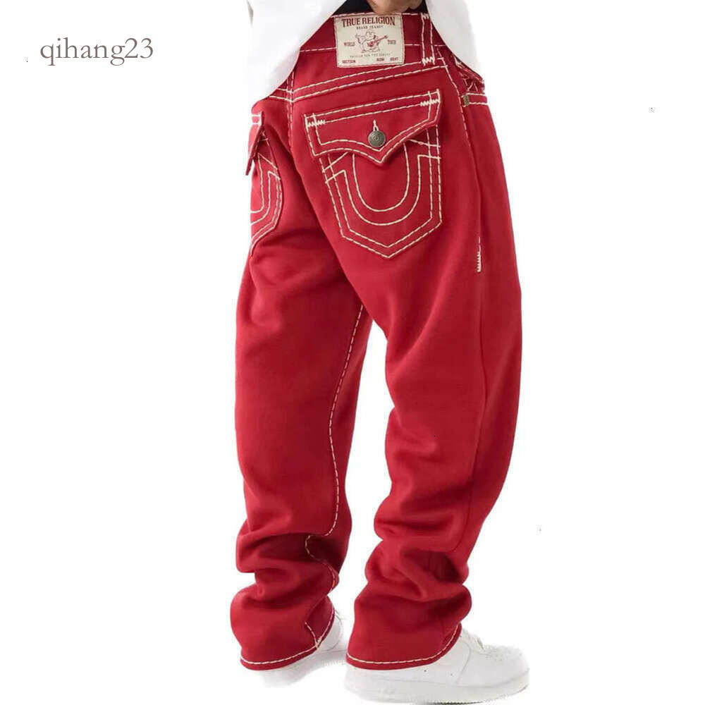 Pants Designer Jeans Men Jeans Horseshoe Embroidery Cowboy Personalized Riding Slim Fit Denim Jeans High Quality True Relgionlys Jeans 2Bc