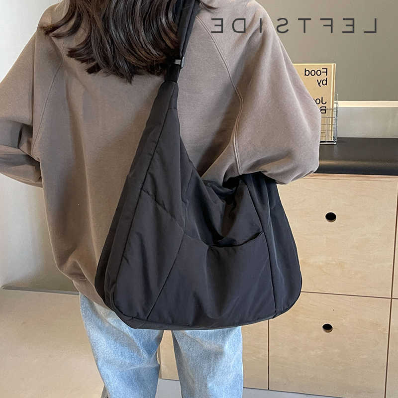 Cross Body LEFTSIDE Trendy Women's Soft Cloth Shoulder Bag Solid Color Student 2025 Spring Y2k Casual Style Big Handbags Crossbody Bags D260923