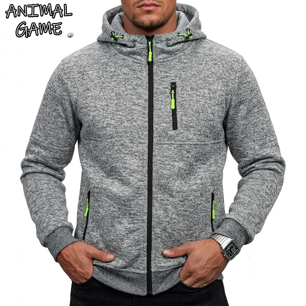 Mens Zipper Hooded Sweatshirt Color Block Hoodies Men Long Sleeve Jacket Autumn Outwear Multiple Pockets Pullover Active Wear 260922