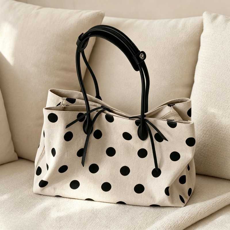 Cross Body Korean Style Large Capacity Commuter Polka Dot Tote Bag Single Shoulder Handbag fashionable Versatile Women's Bag D260923