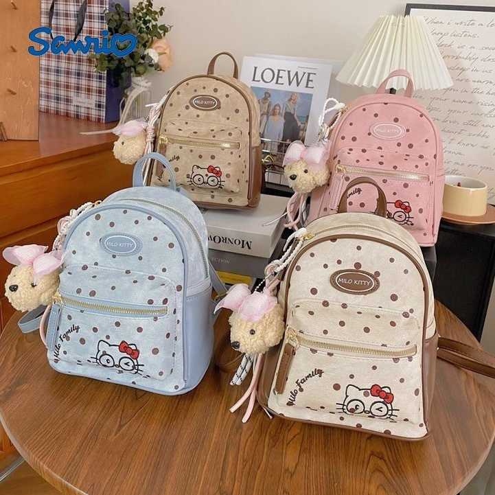 Sanrio Backpacks Korean-style exquisite and versatile glasses small cat backpack cute cartoon bowknot Hello Kitty fashion handbag L260923HTO5