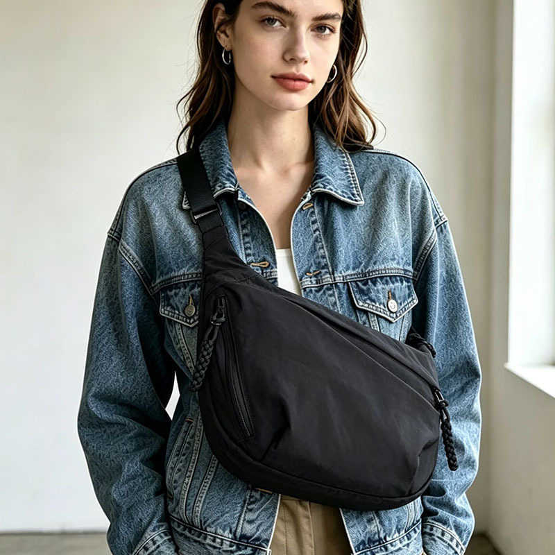 Women's Trendy Cross Soft Body Cloth Shoulder Bag Solid Color Student Casual Style Big Handbags Crossbody Bags for Women Shoulder Hobos Bag D26