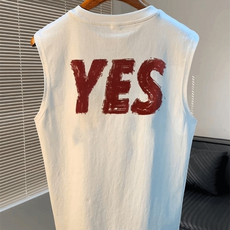 Trendy Mens YES Letter Print Tank Top Harajuku Loose Sleeveless Simple Vest Casual Street Summer Top For Fashionable Men 260922