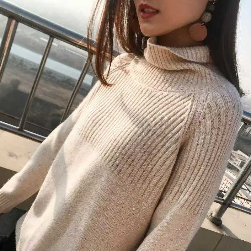Women's Sweaters Women's Turtleneck Sweater Fall Winter New Loose Warm Knit Pullover Tops Candy Colors Knitwear Jumper Korean Soft Casual