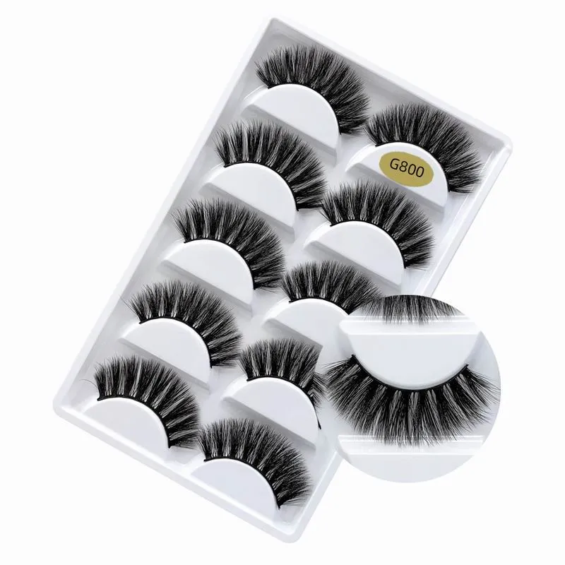 New 3D False Eyelashes 5 Pairs Eyelash Luxurious Cross Long Hair Faux Mink Eyelashes Dramatic Thick Natural Lashes Eye Makeup
