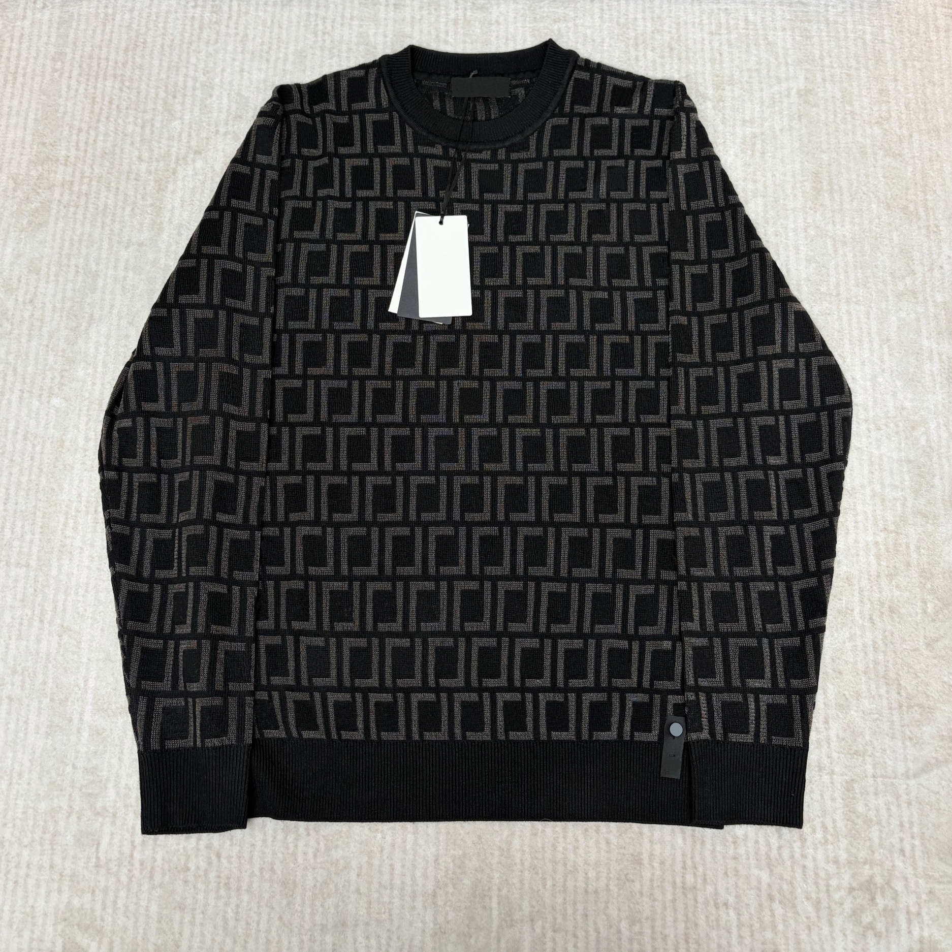High quality designer men's men's sweater, vintage floral full jacquard knitted sweater, casual versatile pullover round neck top