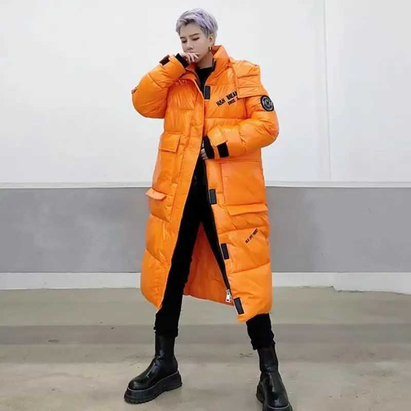 Long Men's Down Parkas Winter Down Jacket Men's Light Luxury Fashion Shiny Waterproof White Duck Down Warm Jacket Women's Brand Ski H