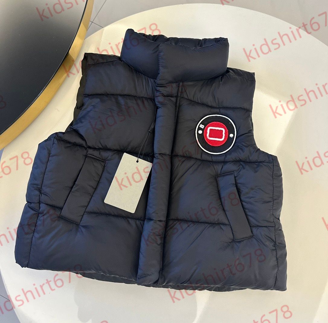 kids designer clothes Down Vest M Embroidered Badge Tops Tank Down Outwear Autumn Winter Warm Jacket Letter print C Vests kids tracksuit POLO stand