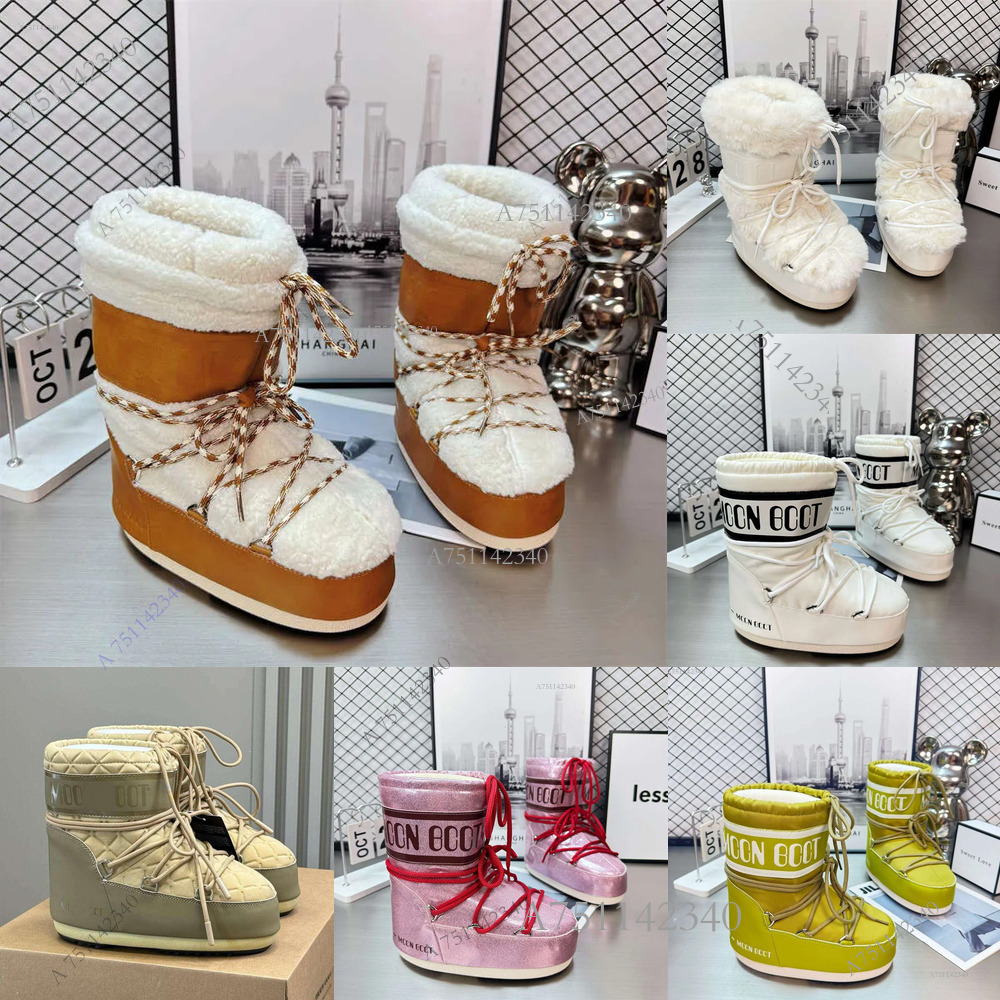 TOP Luxury Fashion Moon Snow 2026 boot designer womens moon rain fur Boots New winter black warm snow ski platform high warm boot Winter Medium Shoe