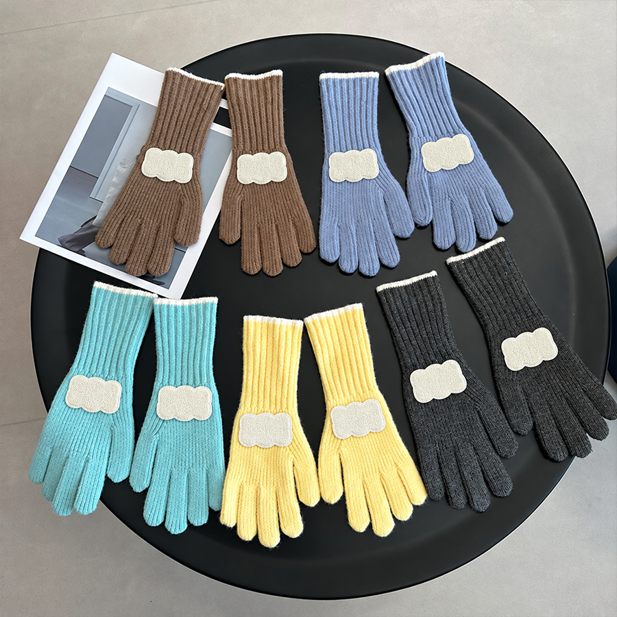 Gants de créateur Mitaines pour femmes Fil à tricoter Cinq doigts Gants classiques Gants rayés décontractés Gants à motif de lettres Gants coupe-