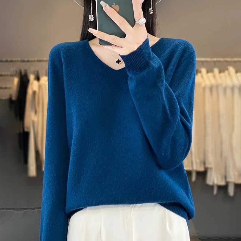 Women's Sweaters New V-Neck Pullover Long-Sleeved Fashionable And Comfortable Solid-Color Women's Autumn And Winter Knitted Sweater - WQ10