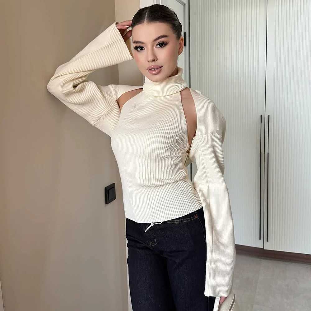 Women's Sweaters Talenza Women's Sweater 2-piece Set Autumn Ribbed Patchwork Knit Vest Sweater Shawl New Chic High Street elegant Female S