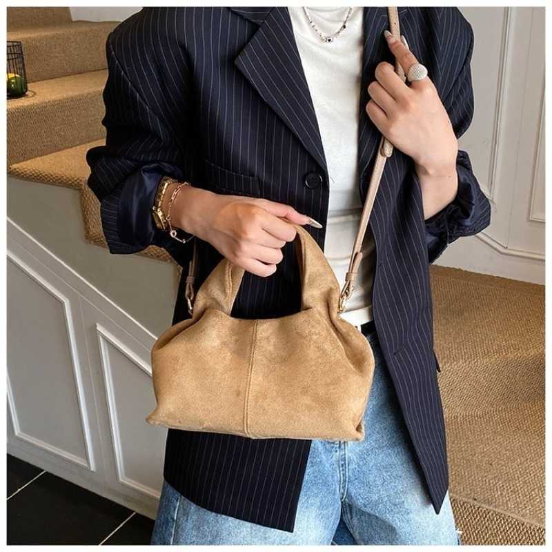Cross Body Women's Suede Mini Cloud Tote Bag with Detachable Crossbody Strap Casual Style for Daily Errands Weekend Outings Handbags D260923