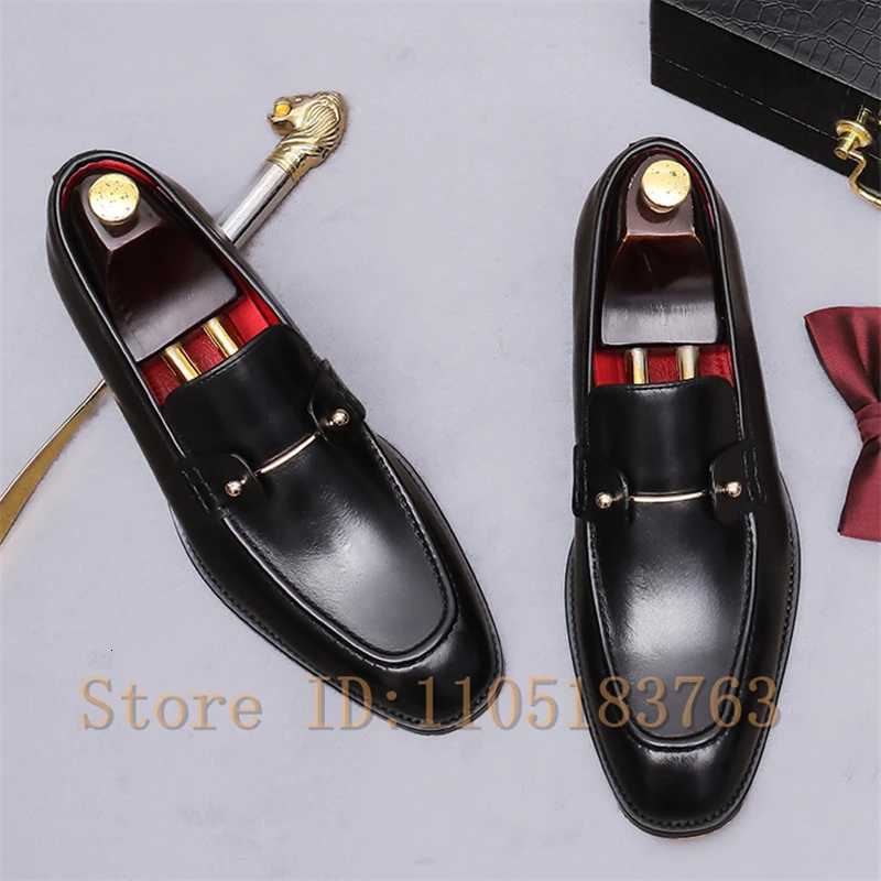 Dress Shoes Luxury Men Genuine Leather Monk Loafers Slip On Formal Dress Shoes with Metal Decor Classic Business Wedding Party Oxfords X260923
