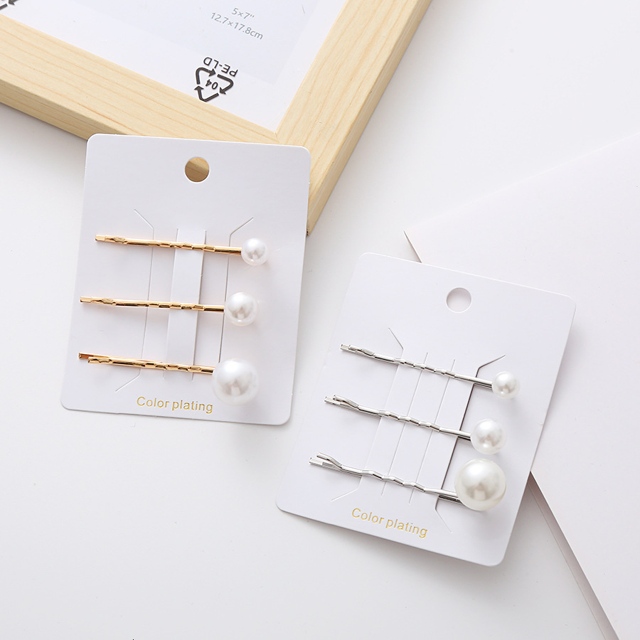 Korean Japanese simple stylish large and small pearl fashionable bangs side clips exquisite hair accessories wholesale