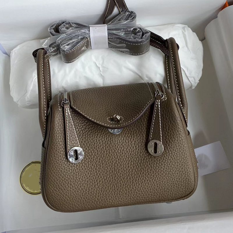 12A Premium TOGO Top Grain Cowhide Lindy Bag Handcrafted Waxed Thread Genuine Leather High End Women Shoulder Hand Held Doctor Commuter Bag 20 mini