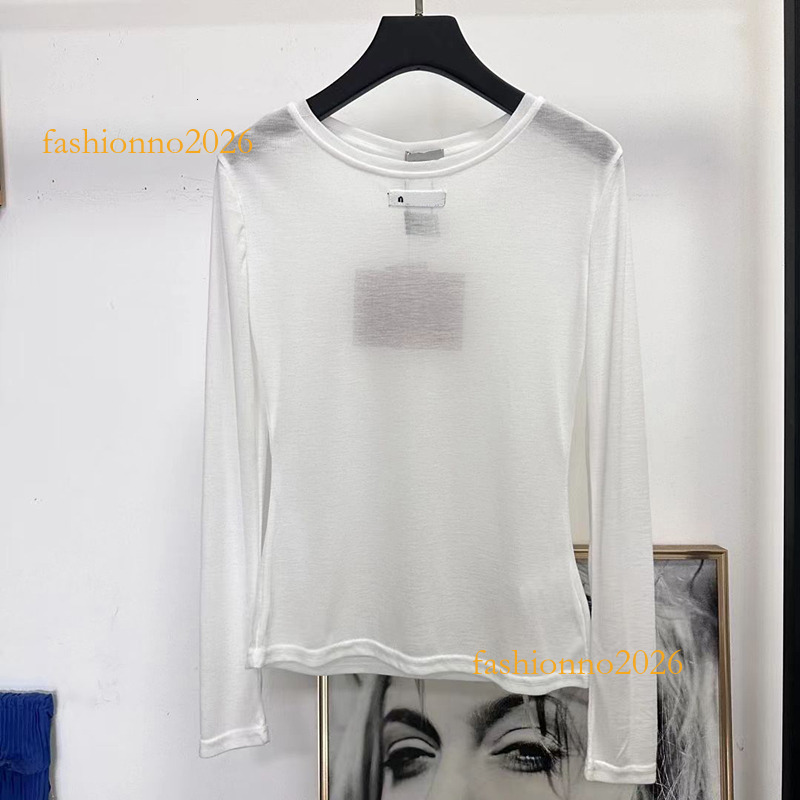 Premium Muilies Tshirt Designer Women MM Long Sleeve Round Neck Letter Print Sexy Female Casual High Quality Streetwear High Quality Miulyness Miu S