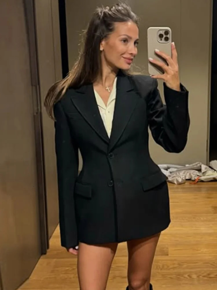 2026 Autumn Spring Solid Lapel Blazer Jacket For Women Long Sleeve Single Breasted Suit Coats Female Street Chic Outerwear 260922