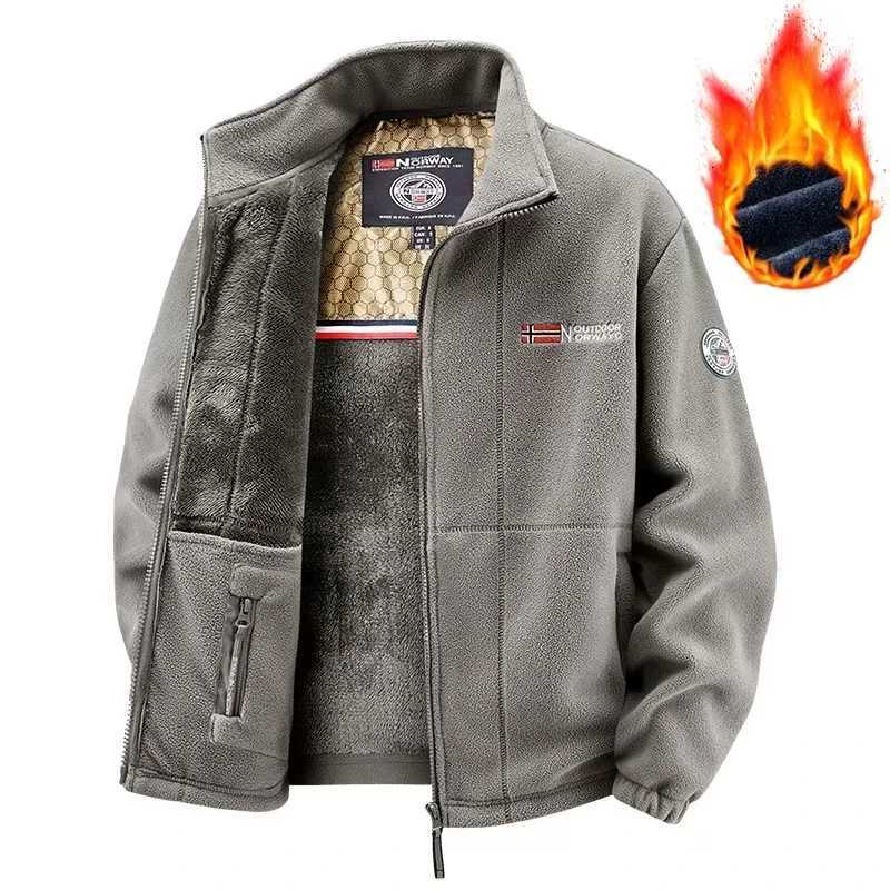 Plus Men's Outdoor Down Parkas Size Men's Autumn and Winter Fleece Jacket 2026 Fashionable Casual Jacket Classic Men's Stand Up Colla