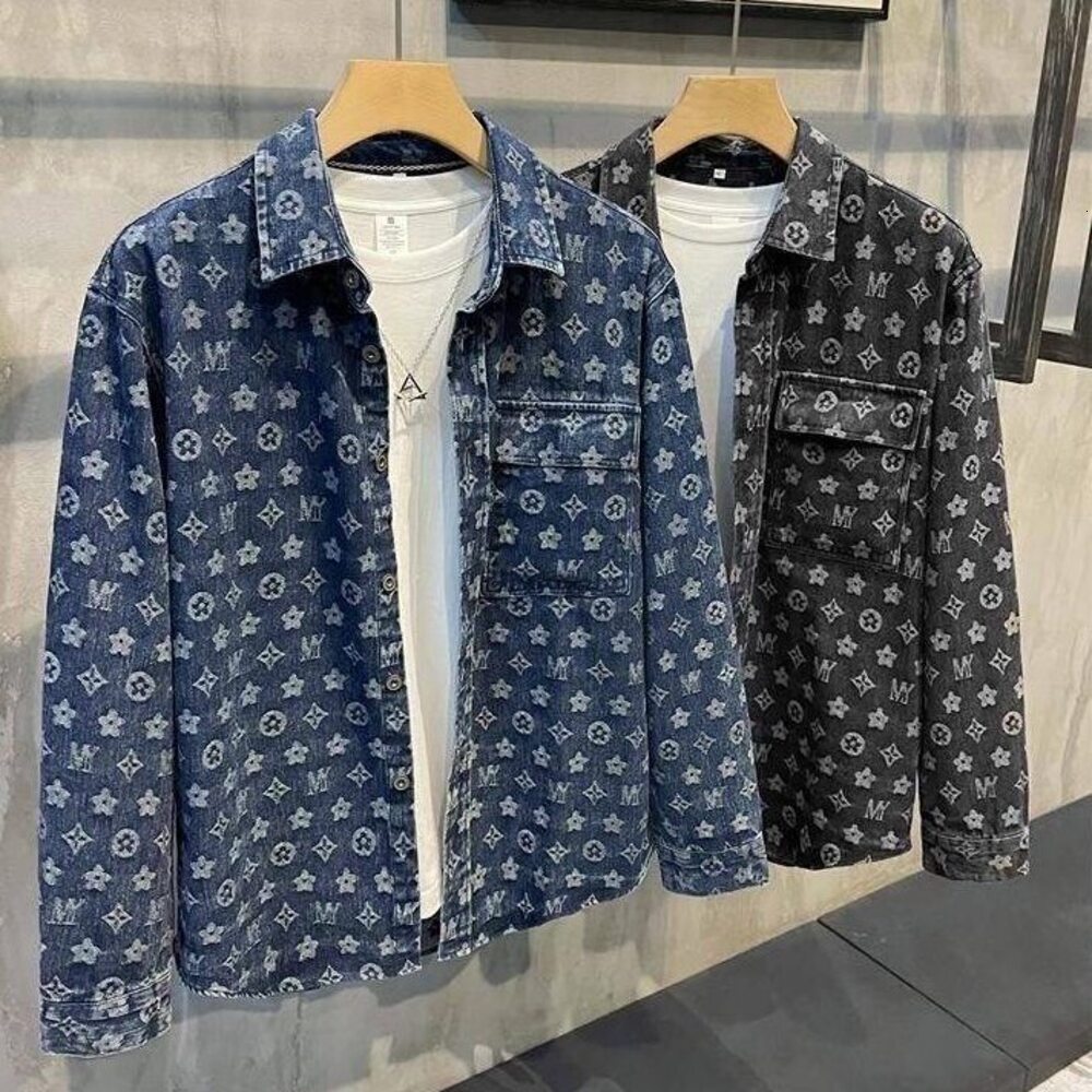 American-style retro checkered denim jacket for men, trendy on Instagram, with a unique design, a little niche, for autumn, a youth-oriented denim g