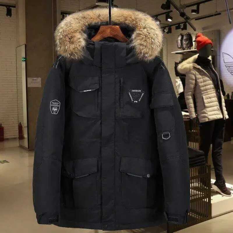 Men's Down Parkas Male White Duck Down Jacket Hooded Waterproof Warm Casual Padded Jacket Winter Hooded Parkas Coat Men Women Hooded Puffer Par