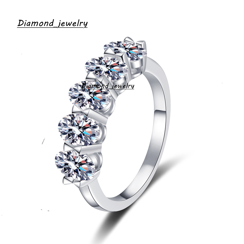 High Quality New Fashionable 4*6mm 2.5ct Moissanite Jewelry 925 Sterling Silver Women's All Moissanite Ring Wedding Ring
