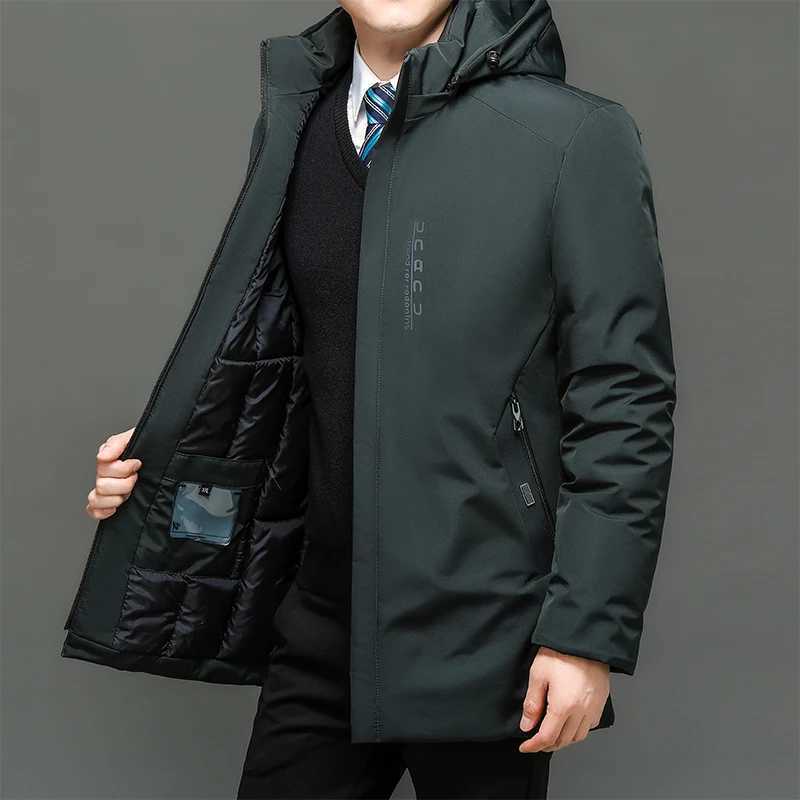 Parka Men's Down Parkas Hoodied Clothes Thicken Fleece Zipper Mens Jackets Men Warm Winter Coat Men Plus Size New Waterproof Winter Jacket Men