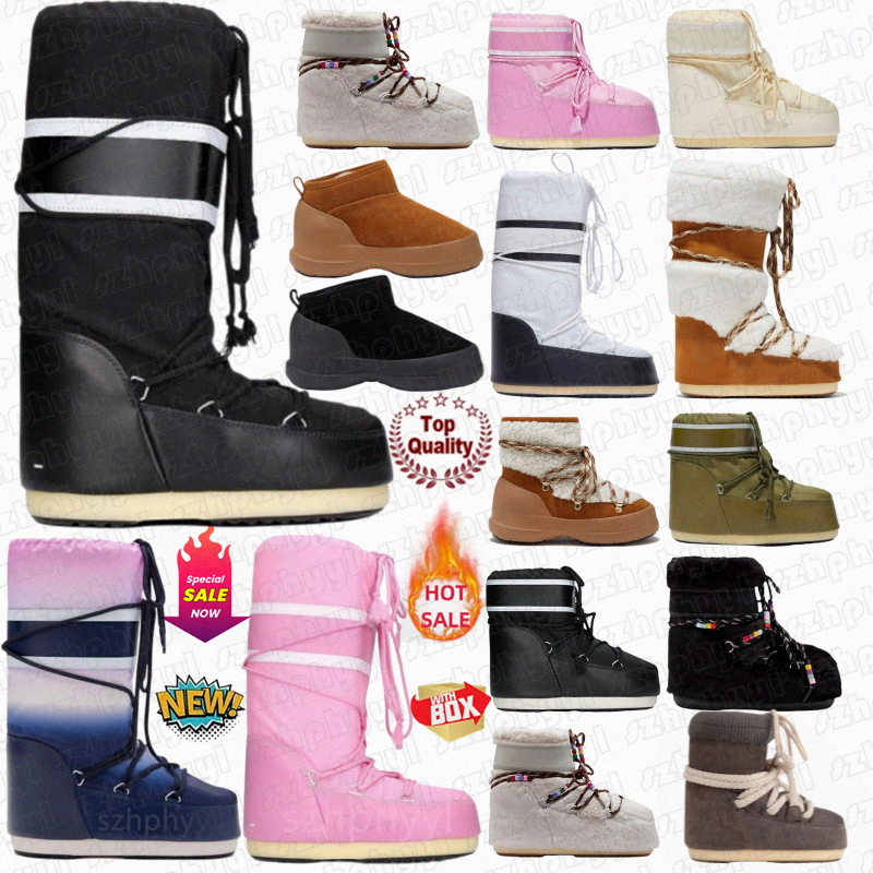 Icônes du créateur Botte en nylon Kaki Bottine basse Rose Crème Rouge Cognac Polaire Camel Bottes de neige en peau de mouton Whisky Blanc cassé G