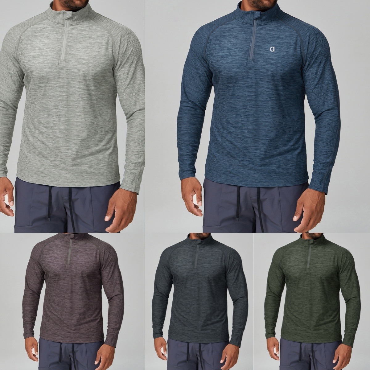 A2958 Men's Athletic Shirt with Moisture-Wicking Technology Perfect for Gym Workouts Mens Two-Tone Quick-Dry Long Sleeve Fitness Tee