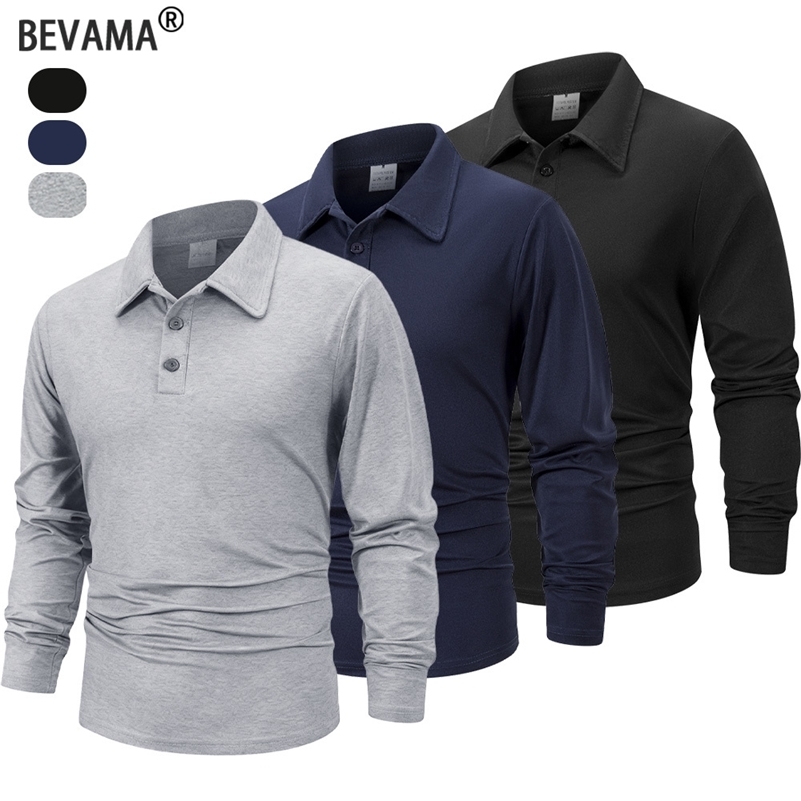 Spring Men's Business Casual Long Sleeved Polo Shirt Solid Color Fashionable Breathable Comfortable Social Business Polos Male 260920ww